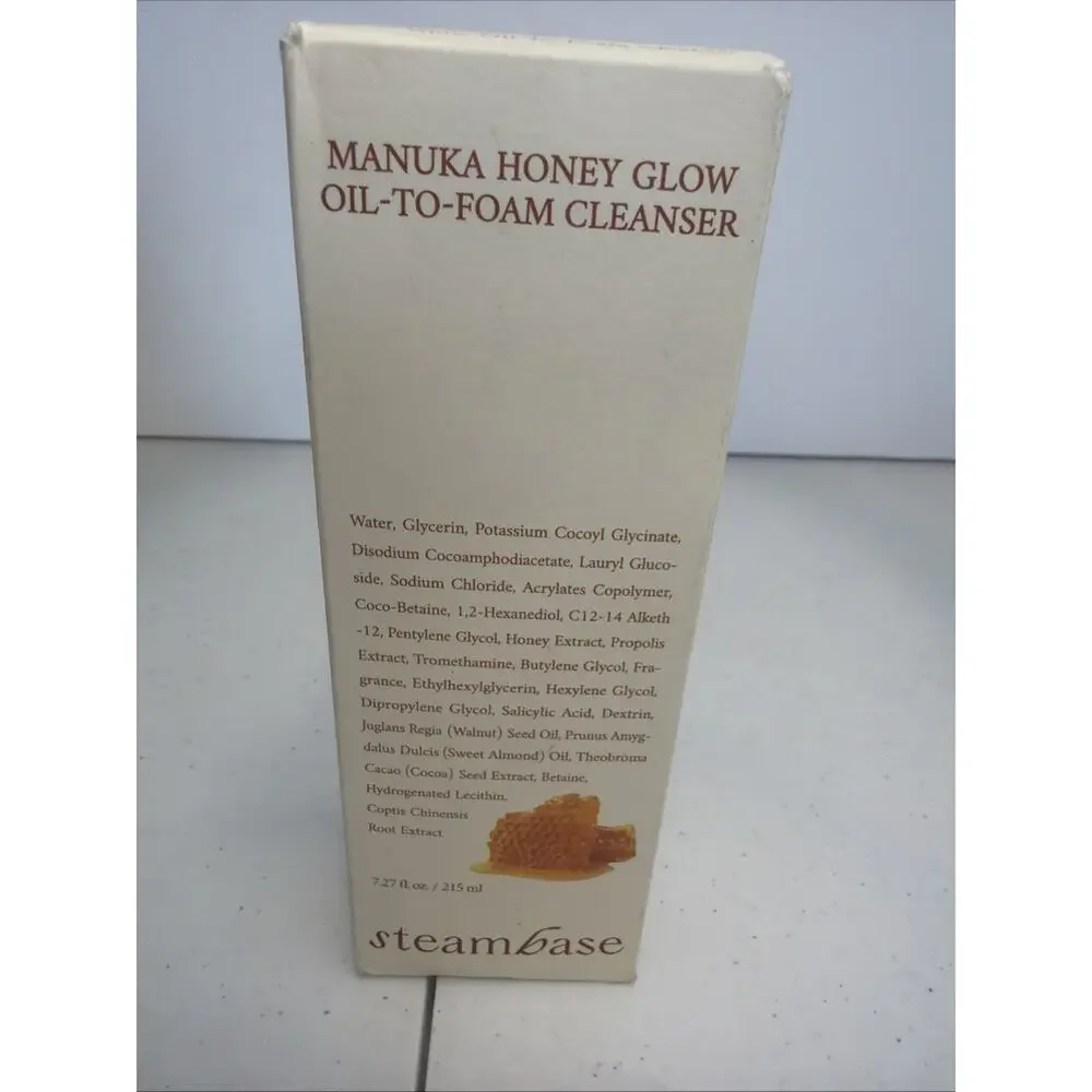 Steambase Manuka Honey Glow Oil to Foam Cleanser 7.27oz NEW Exp 12/2027